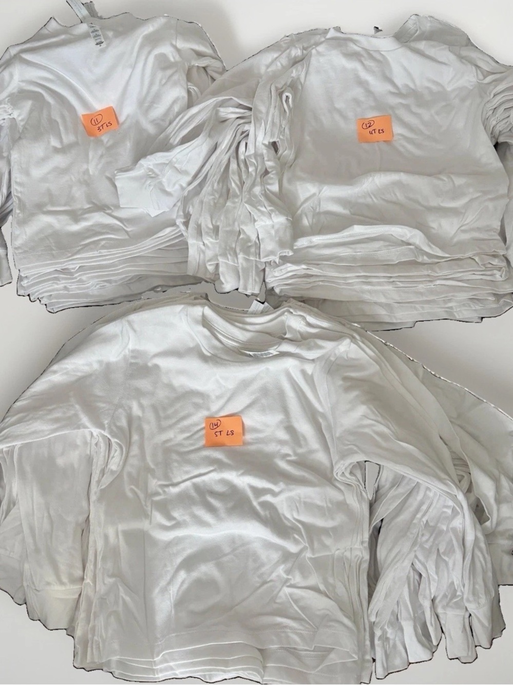 Lot of Bella Canvas Blank T-Shirts Toddler Sizes Long Sleeve White 3T, 4T, 5T